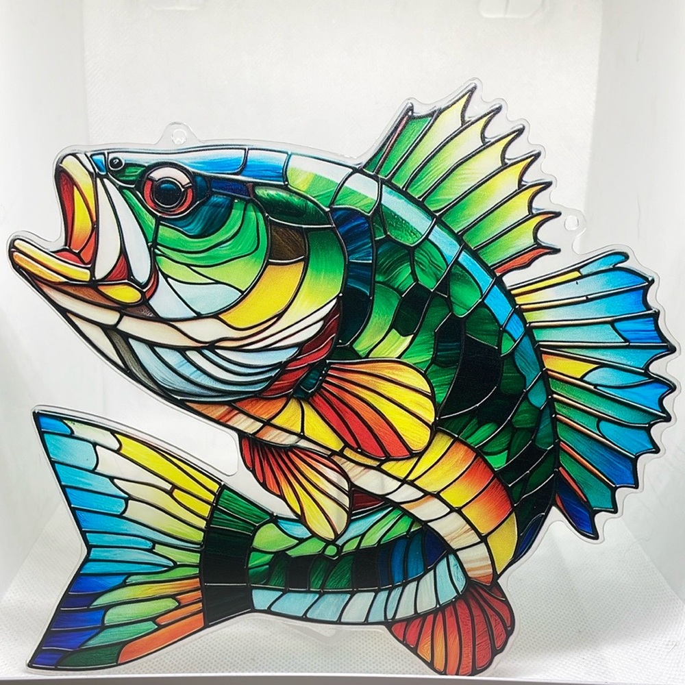 Acrylic Suncatcher Bass Fish Decorative Fishing Hut Cabin Cottage Decor